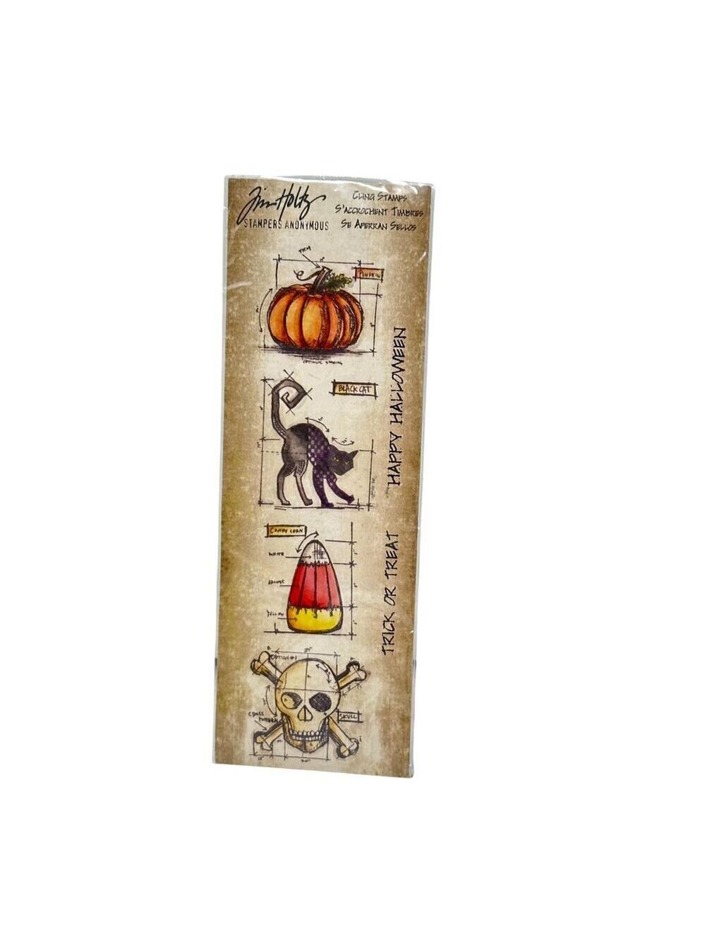 Tim Holtz Halloween Mini Blueprints Cling Stamp Set Retired Stampers Anonymous